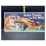 Pet milk metal sign 19 1/2 x 9 inches