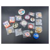 Advertisement pins and matchbooks