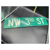 NW 3rd ST metal sign 24x6 inches - double sided