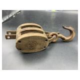 Vintage wooden pulley