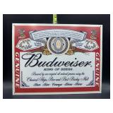 Budweiser metal sign - 16x12 inches