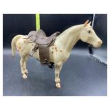 Breyer horse - white with brown spots and saddle
