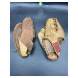 2 baseball gloves
