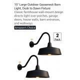 (New) 2pk. 15" Outdoor Gooseneck Dusk to Dawn