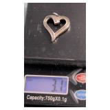 (3.1g) Sterling Heart & Diamond Pendant