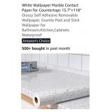 (New) 118" x 15.7" White Marble Peel & Stick