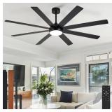 New 66" Ceiling Fan with Lights: Black