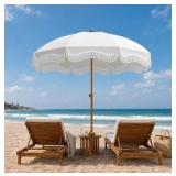 New  7ft Fringe Beach Umbrella, Boho Outdoor