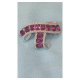 Vintage Signed KRAMER Pink Rhinestone & Diamond