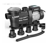 New Swimming Pool Pump with Timer   7350 GPH