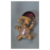 Gold Tone,Faux Pearl,Crystal,Enamel Christmas