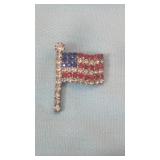 Vintage Silver Tone Red Blue White American Flag