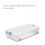 (New)  Sterlite 56qt. Wheeled Latching Storage Box