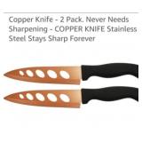 2pk Copper Knife .. Never Needs Sharpened