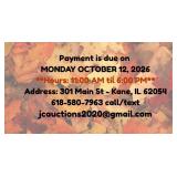 Payment Date, Time & Location Info *READ*