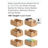 6 (New)  Water Hyacinth Pantry Baskets  12.5 x