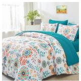 New Boho Comforter Set Queen - 7 Pieces Bed in a