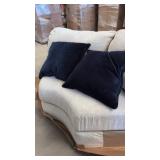 Brand New Curved Loveseat with 2 Blue Throw