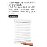 (New) 2" Faux Wood Cordless Blind, 46" x 72",