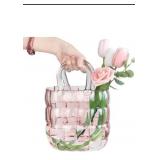 (New)Goldinger 11" Crystal Blush Purse Vase
