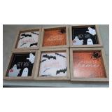 6 Halloween Wood pictures  4.5" x 4.5"Square