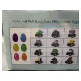 12 Easter eggs filled with animal pull back cars