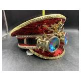 New - Steampunk rhinestone hat with goggles