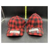 New - 2 red buffalo plaid hats