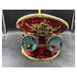 New - Steampunk rhinestone hat with goggles