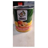 Large Can of Peach Halves in Light Syrup. In date