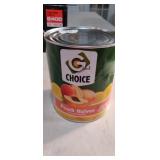 Large can of Peach Halves in Light Syrup. In Date