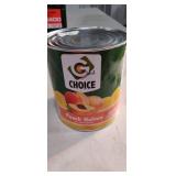 Large can of Peach Halves in Light Syrup In Date