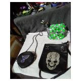 Blue purse and skull purses
