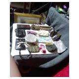 Assorted makeup bags wallets cigarette case