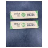 2 grey rubber reusable straws