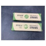 2 grey rubber reusable straws