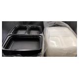 New 3 Compartment Plastic Food Trays with Lids.