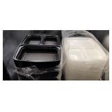 New 3 Compartment Plastic Food Trays with lids.