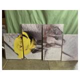Yellow/grey rose framed canvas - 2 12x18in, 2