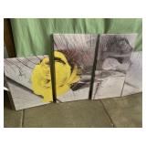 Yellow/grey rose framed canvas - 2 12x18in, 2