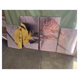 Yellow/grey rose framed canvas - 2 18x12in 2