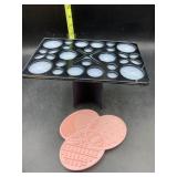 Makeup brush holder and cleaning mat