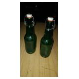 2 Vintage  Green Wire Top Grolsch Bottles