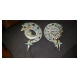 VINTAGE Moon & Sun Brass Metal Wall Sconce