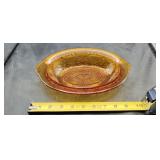 Amber Sandwich Glass Dish. Good Condition