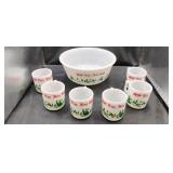 Egg Nog Set Anchor Hocking Good Condition