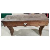 Wood Bench 30" Long. 18" Tall. Heart Shape cutout