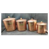 Vintage Copper 4 pc Cannister Set  (Stacks inside