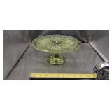 Green Cake Stand   Very Nice Condition