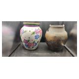 2 Vases.  Large, 1 Pottery,